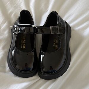 Chic Black Patent Kids Dress Shoes with Strap